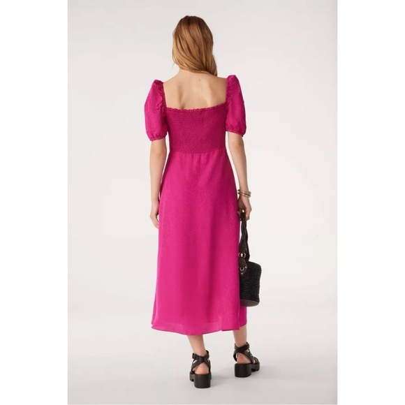 Ba&sh Sasha Smocked Dress in Fuchsia, Medium - Picture 5 of 16